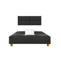 GENERICO - Combo Cama tapizada Nova P madera 2plz Negro+ almohada