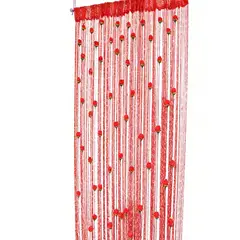 DANWEILE - Cortina decorativa con cuentas para el hogar, 1x2 metros -Rojo