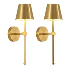 DANWEILE - Luces de pared LED modernas 2P, Control remoto, carga USB regulable Dorado