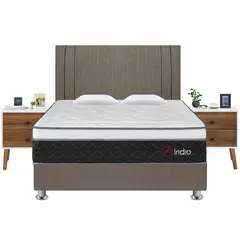 FORLI - Dormitorio Iridio Marrón Queen + 02 Veladores Veni