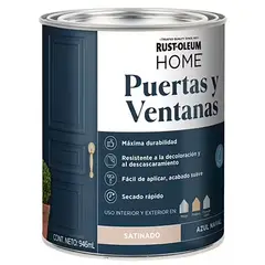 RUST OLEUM - PINTURA PARA PUERTAS Y VENTANAS AZUL NAVAL SATINADO BASE AGUA 946 ML
