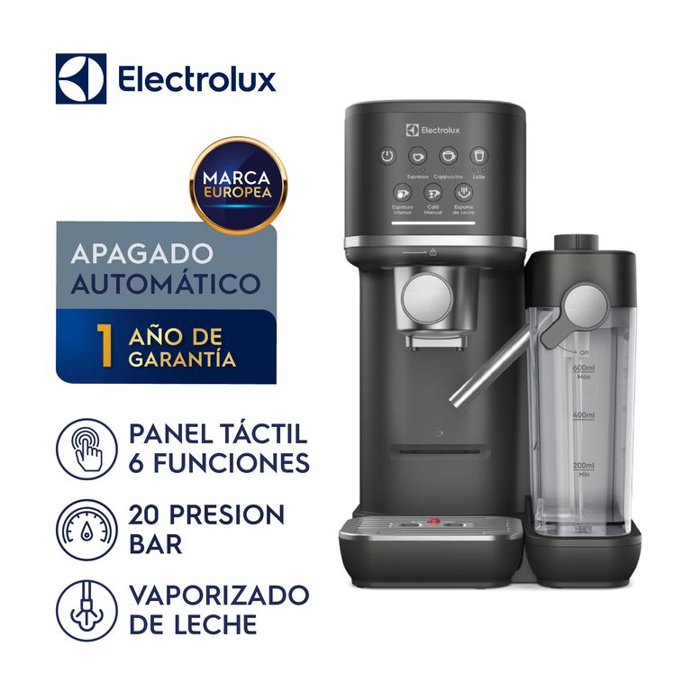 Cafetera Espresso Electrolux Cápsula y Sachet Experience Vaporizador de Leche Negra ECM70