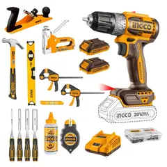 INGCO - Taladro atornillador + Set de 13 herramientas Ingco