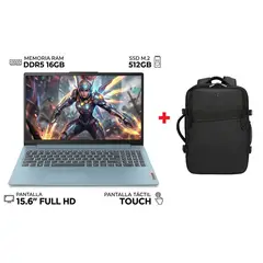 LENOVO - Laptop Lenovo Intel Core i5 12450H DDR5 16GB 512GB IDEAPAD SLIM 3 12° Gen 15.6” FHD TOUCH + MOCHILA