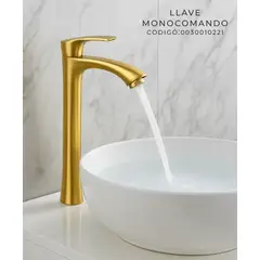 FRATELLI - LLAVE MONOCOMANDO DE LAVATORIO ALTO ORO FLORIDA AGUA FRIA