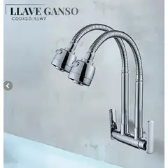 GENERICO - LLAVE PARA COCINA A PARED DOBLE PICO FLEXIBLE PROJECT CROMADO