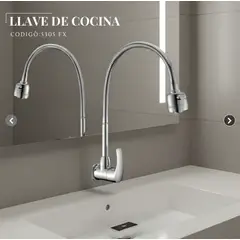 GENERICO - LLAVE DE COCINA PICO FLEXIBLE A LA PARED CROMADO