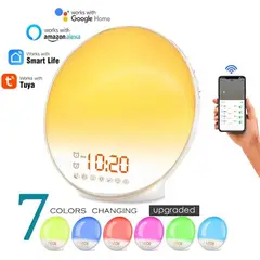 PUREPOWER - Luz de Despertador con Simulación de Amanecer WIFI, Alarmas Duales y Sonidos de la Naturaleza