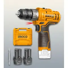 INGCO - TALADRO ATORNILLADOR INALAMBRICO 12V INDUSTRIAL INCLUYE 2 BATERIAS Y PUNTERA - FACIL DE USAR