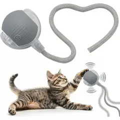 IMPORTADO MC - Pelota Interactiva para Gatos con Soga Juguete Inteligente LED 3 Modos Gris