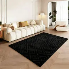 GENERICO - Alfombra a peluchada de 2mts x 140cm - Negro