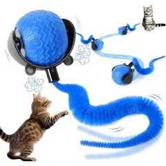 IMPORTADO MC - Pelota Inteligente para Gatos Juguete Interactivo LED con Cola 3 Modos Azul