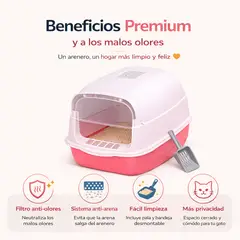 GENERICO - Arenero Cerrado para Gatos con Filtro Anti Olor + Pala Fácil Limpieza Rosado  verde