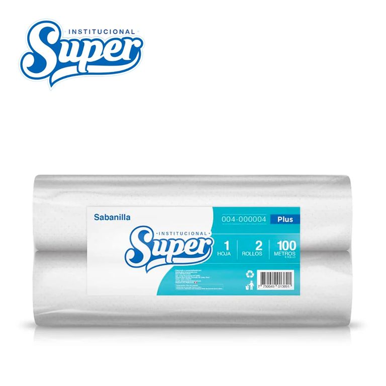 Sabanilla papel una hoja 100 metros 2 rollos SUPER