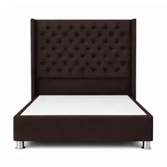 GENERICO - Cama Tapizada Confort Capitoné Cromo Chocolate 1.5 Plz
