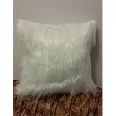 GENERICO - COJIN PELUDO BLANCO SUAVE ELEGANTE