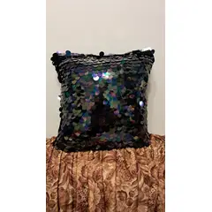 GENERICO - COJIN CON LENTEJUELAS NEGRAS HERMOSAS DECORATIVO