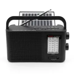 GENERICO - Radio Portátil con Panel Solar Multibanda FM AM SW y Bluetooth