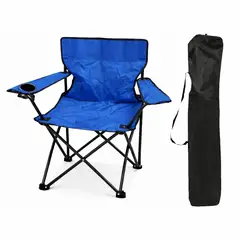OEM - Silla Plegable Camping Con Porta Vasos Azul