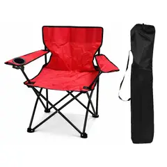 OEM - Silla Plegable Camping Con Porta Vasos Rojo