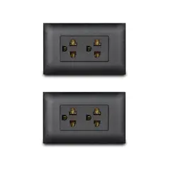 VETO - Pack x 2und Tomacorriente Empotrar Doble Salida a Tierra Vive Negro Veto