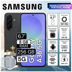 SAMSUNG - Celular Samsung Galaxy A36 5G  6.7"  Pulg. 8GB RAM 256GB Android 15 - Negro