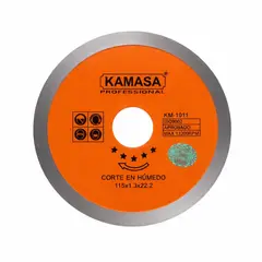KAMASA - Disco Diamantado Naranja Continuo Kamasa 115mm Corte Fino Porcelanato