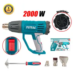 TOTAL - Pistola de Calor Aire Caliente Total TB20045 50-550°C 2000W Temperatura Variable Dobla Tubos