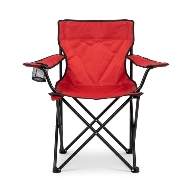 Silla Plegable Portátil Con Porta Vasos Rojo