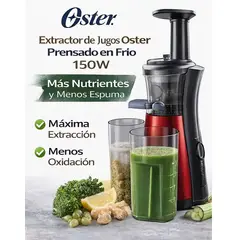 OSTER - Extractor de Jugos Oster Prensado en Frío 150W Slow Juicer Más Nutrientes y Menos Espuma FPSTJE4000R