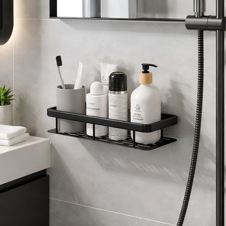 Repisa Organizador De Baño y Ducha De Plástico ABS Resistente - Negro