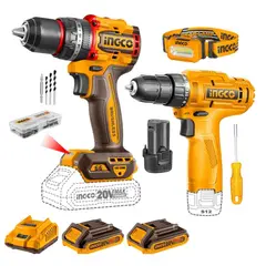 INGCO - Taladro percutor 66nm 20v+ Taladro 12v Ingco