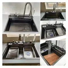 GENERICO - LAVADERO MULTIFUNCIONAL DE COCINA 7 EN 1 CON LUCES 5 TECLAS + MEZCLADORA
