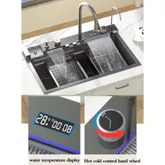 GENERICO - LAVADERO MULTIFUNCIONAL DE COCINA 7 EN 1 CON LUCES 5 TECLAS + MEZCLADORA