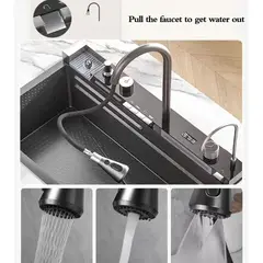 GENERICO - LAVADERO MULTIFUNCIONAL DE COCINA 7 EN 1 CON LUCES 5 TECLAS + MEZCLADORA