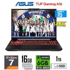ASUS - Laptop Asus TUF Gaming A16 Ryzen 7-7445HS 16gb Ram 1tb ssd Nvidia RTX4050 6gb 16 WUXGA IPS 144Hz