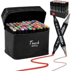 GENERICO - Plumones Touch doble punta de 80 Colores con Estuche