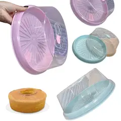 GENERICO - Set de 2 Porta kekes kekera plastica base circular con tapa