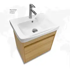XM - LAVATORIO DE LOZA CON CAJON MADERA CON BLANCO YTAC5036-74