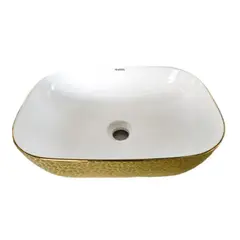 FRATELLI - LAVATORIO DE LOZA RECTANGULAR DORADO CON BLANCO GRANITO 45x33x14cm 153