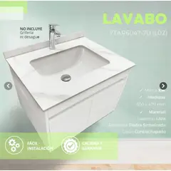 XM - LAVATORIO CON MESA PORCELANATO BLANCO HUMO YTAR6047-70 L02