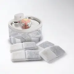 TRENDY TECH E I R L - Bebedero Inálambrico Flor Premium metálico para Mascotas + Caja de filtros de repuesto