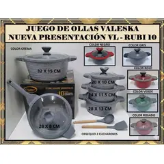 Valeska - JUEGO DE OLLAS ROCA VOLCANICA  VALESKA - 10 PZ