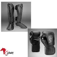 GENERICO - GUANTES DE BOX 12 ONZ+CANILLERA S NEGRO