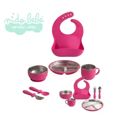Baby - KIT DE ALIMENTACION ACERO INOXIDABLE - COLOR FUCSIA