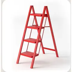 GENERICO - Escalera plegable 4 escalones resistente compacta negra antideslizante uso hogar oficina