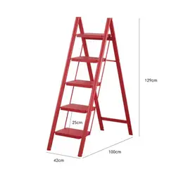 GENERICO - Escalera plegable 5 escalones resistente compacta negra antideslizante uso hogar oficina