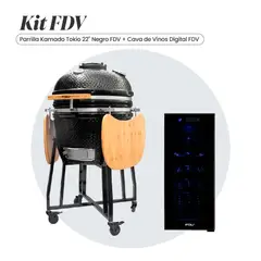 FDV - COMBO FDV KAMADO TOKIO NEGRO 22 + CAVA DE VINO BLACK 12 BOTELLAS