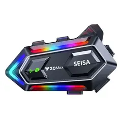 SEISA - Audífonos para Casco con Bluetooth - Intercomunicador y luces RGB - MT-Y20MAX SEISA