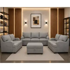 GENERICO - Juego de Sala Rumi Gris 321 + Banqueta Baul Regalo